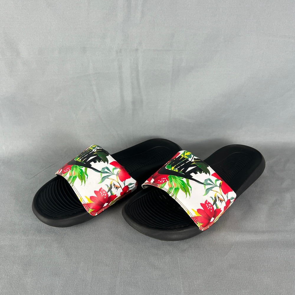 Nike Victori One Slides Women's US 8 Multicolor Floral Print Slip On CN9676-102